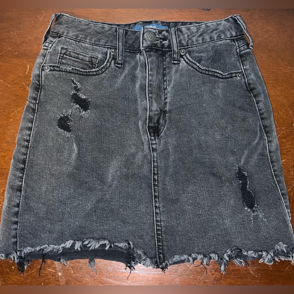 Aeropostale Women’s High-Rise Jean Mini Skirt in Black